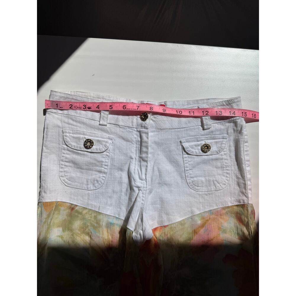 Womens Boho Sheer Floral 2pc Set Palazzo Pants Overlay Shorts Resort Y2K Size L - Picture 10 of 16